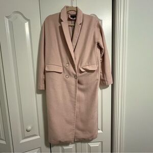 Topshop Double-Breasted Wool Blend Blush Pink Coat